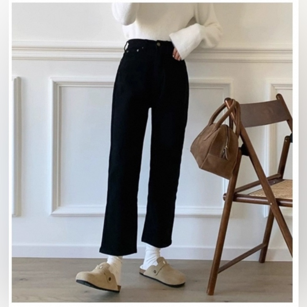 Eternal Summer High Rise Fleeced Lined Straight Leg Jeans